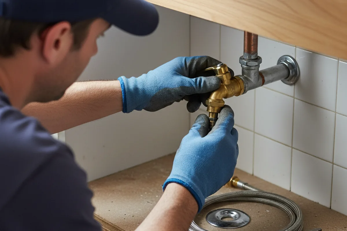 Shutoff valve and fitting work during Faucet and Fixture Repair in Goshen